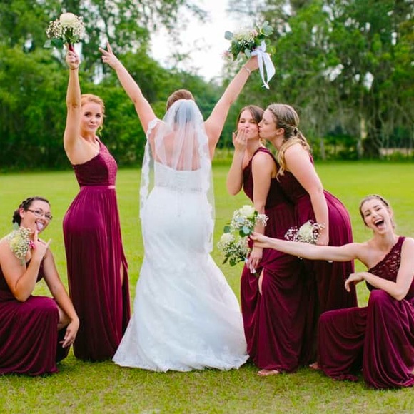 LONG ONE SHOULDER LACE BRIDESMAID DRESS - Picture 3 of 3